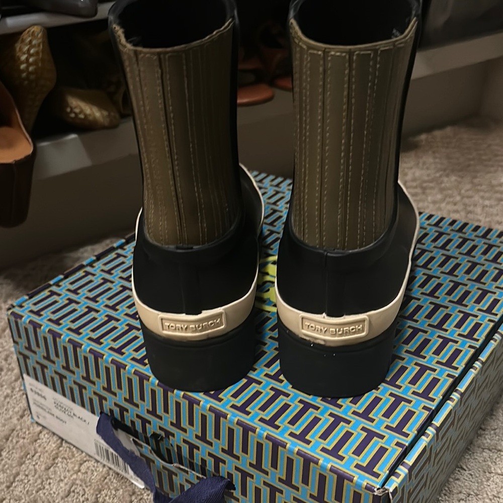 Tory Burch Women's Black and Green Rain Boots